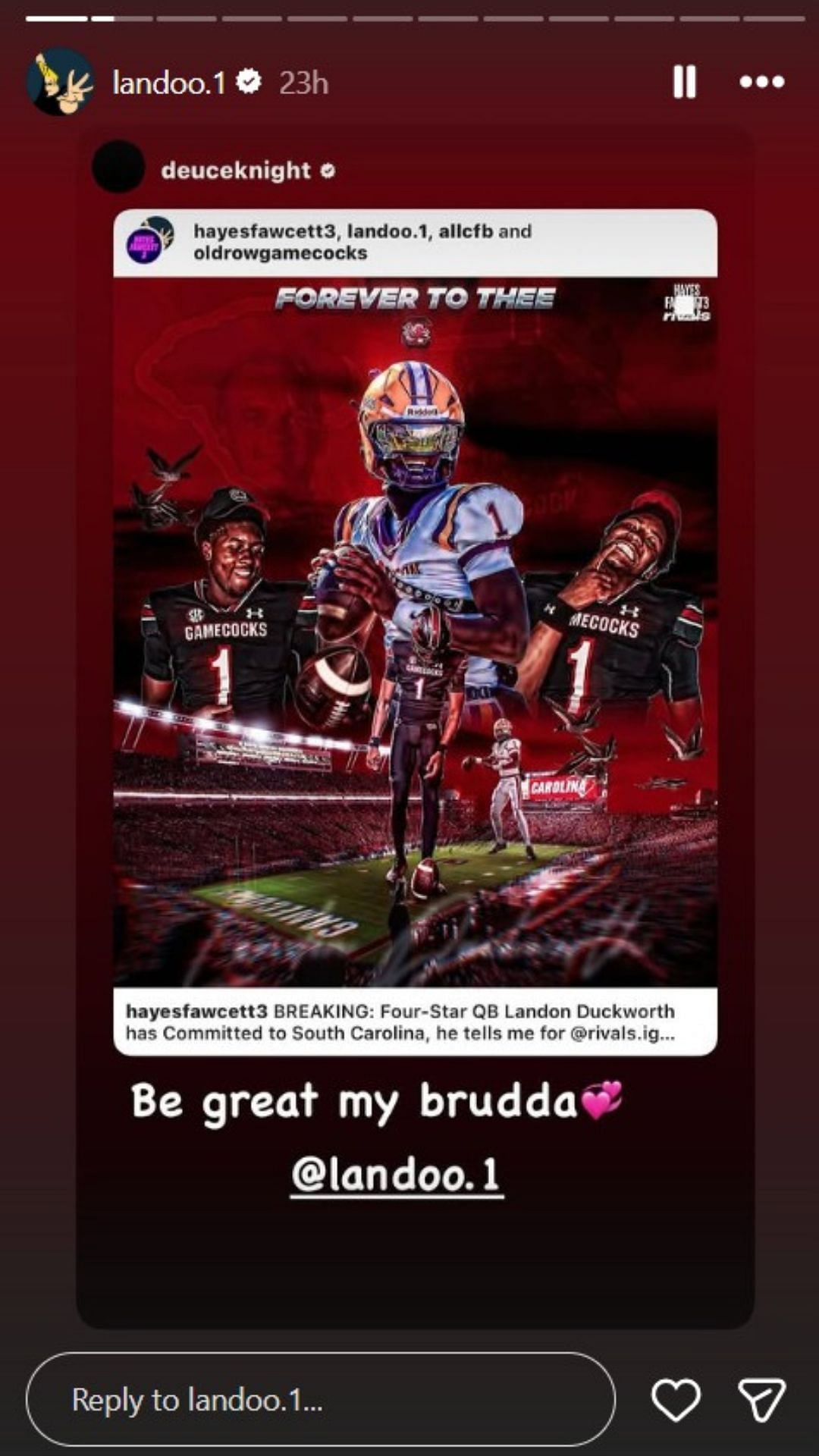 Deuce Knight's Instagram story (image credit: instagram/deuceknight)